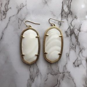 Kendra scott “Danielle” pear white earrings